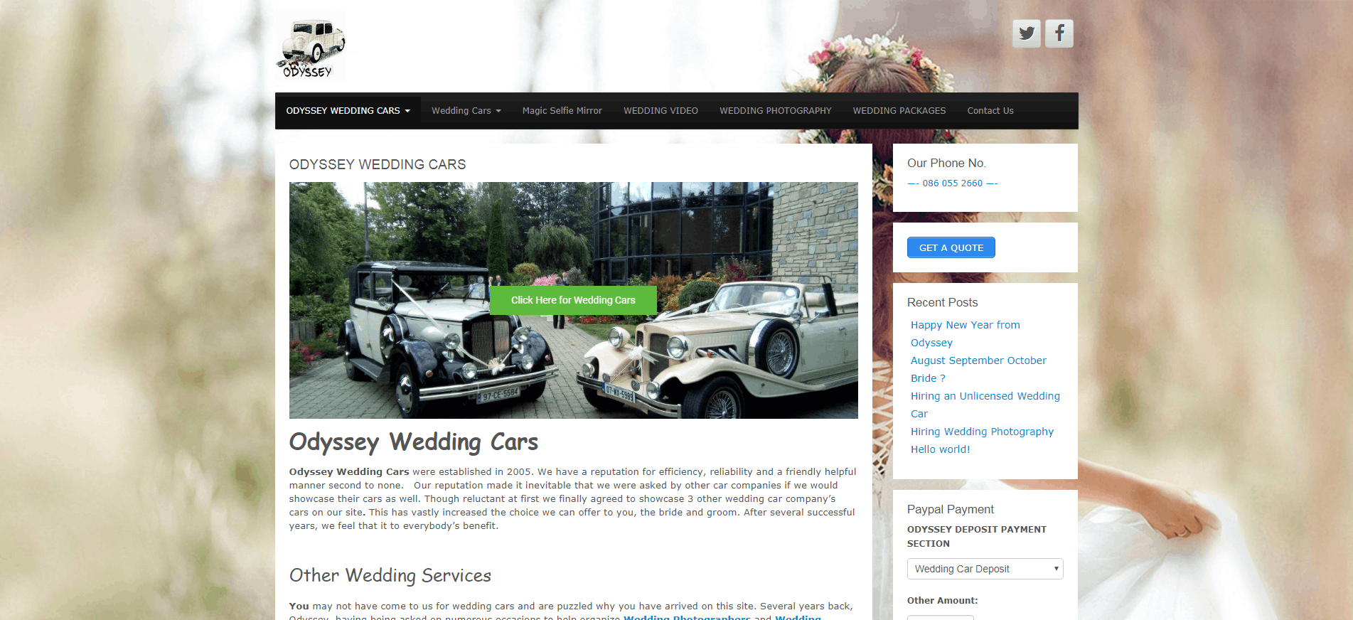 Odyssey Wedding Cars home page